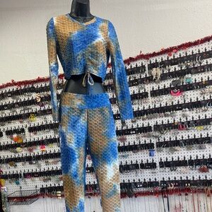 Love J Blue and Brown Textured Jumpsuit